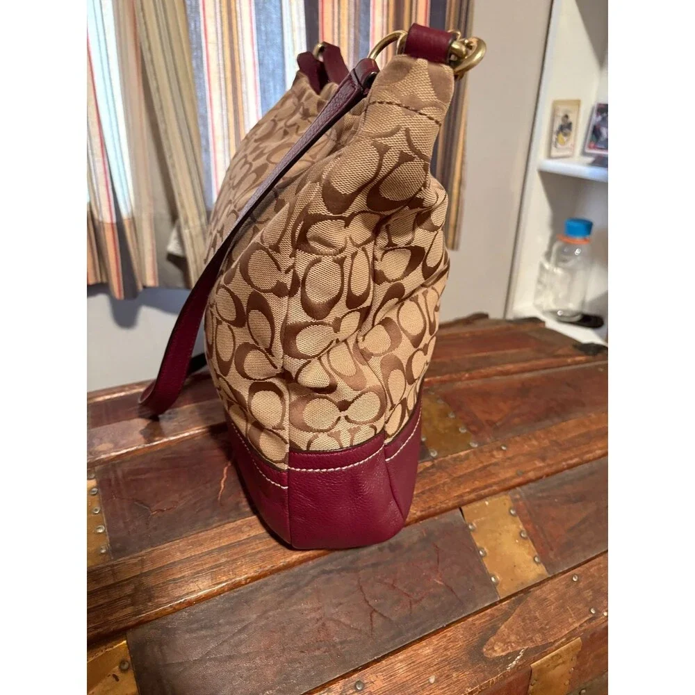 Coach F23279 Park Signature Hobo Burgundy Tote Crossbody Bag